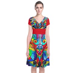 Human Self Awareness - Short Sleeve Front Wrap Dress by tealswan