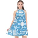 Drones Registration Equipment Game Circle Blue White Focus Halter Neckline Chiffon Dress  View1