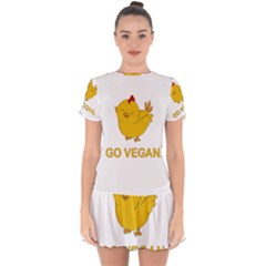 Go Vegan - Cute Chick  Drop Hem Mini Chiffon Dress by Valentinaart