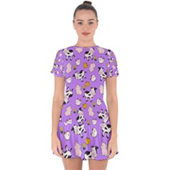 The Farm Pattern Drop Hem Mini Chiffon Dress by Valentinaart