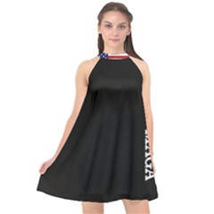 Maga Make America Great Again With Us Flag On Black Halter Neckline Chiffon Dress  by snek