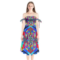 Gratitude - Shoulder Tie Bardot Midi Dress by tealswan
