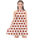 Red Peppers Pattern Halter Neckline Chiffon Dress  View1