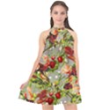 Fruit Blossom Gray Halter Neckline Chiffon Dress  View1