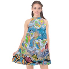 Angel Mermaids Halter Neckline Chiffon Dress  by chellerayartisans