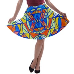 Happiness Pleiadian Lightwork Model - A-line Skater Skirt by tealswan