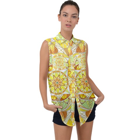 Joy - Sleeveless Chiffon Button Shirt by tealswan