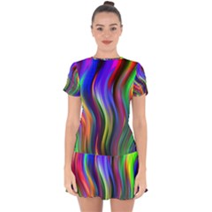Lines Swinging Plasma Cross Drop Hem Mini Chiffon Dress by Bajindul