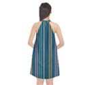 Multicolored Stripes On Blue Halter Neckline Chiffon Dress  View2