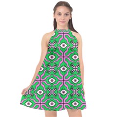 Abstract Illustration With Eyes Halter Neckline Chiffon Dress  by SychEva