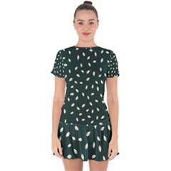Leaves Pattern Drop Hem Mini Chiffon Dress by CoshaArt