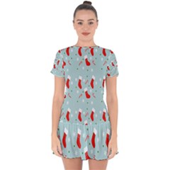 Christmas-pattern -christmas-stockings Drop Hem Mini Chiffon Dress by nateshop