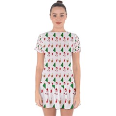 Christmas-santaclaus Drop Hem Mini Chiffon Dress by nateshop