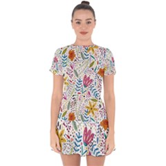 Flowers Drop Hem Mini Chiffon Dress by nateshop