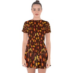 Thanksgiving Drop Hem Mini Chiffon Dress by nateshop