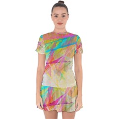 Abstract-14 Drop Hem Mini Chiffon Dress by nateshop