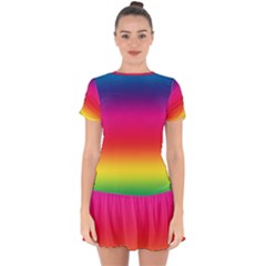 Spectrum Drop Hem Mini Chiffon Dress by nateshop