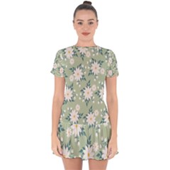 Flowers-108 Drop Hem Mini Chiffon Dress by nateshop