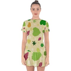 Leaves-140 Drop Hem Mini Chiffon Dress by nateshop