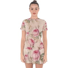 Roses-58 Drop Hem Mini Chiffon Dress by nateshop
