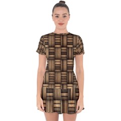 Brown Weaving Texture, Macro, Brown Wickerwork Drop Hem Mini Chiffon Dress by nateshop