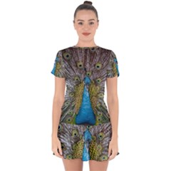 Peacock-feathers2 Drop Hem Mini Chiffon Dress by nateshop