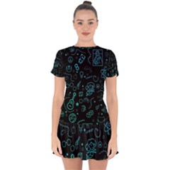 Cartoon, Halloween, Black, Dark Drop Hem Mini Chiffon Dress by nateshop
