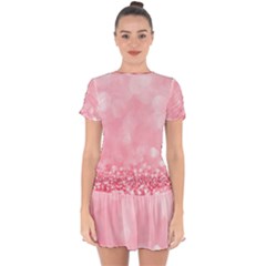 Pink Glitter Background Drop Hem Mini Chiffon Dress by nateshop