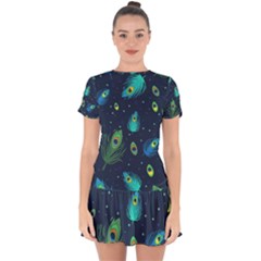 Feather, Bird, Pattern, Drop Hem Mini Chiffon Dress by nateshop