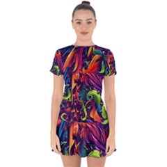 Colorful Floral Patterns, Abstract Floral Background Drop Hem Mini Chiffon Dress by nateshop