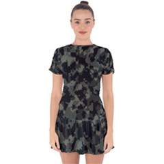 Camouflage, Pattern, Abstract, Background, Texture, Army Drop Hem Mini Chiffon Dress by nateshop