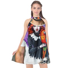 Halloween T-shirts Design  Halter Neckline Chiffon Dress  by decentralizedstore