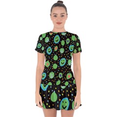 Doodle Dot Drawing Drop Hem Mini Chiffon Dress by Salmanaz77