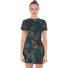 Flowers Floral Retro Flower Texture Drop Hem Mini Chiffon Dress by Salmanaz77