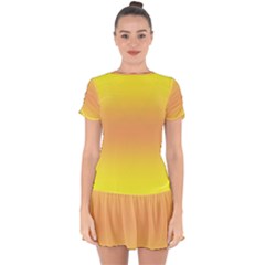 Electric Yellow To Coral Pink Bilinear Gradient Drop Hem Mini Chiffon Dress by GradientsOmbre