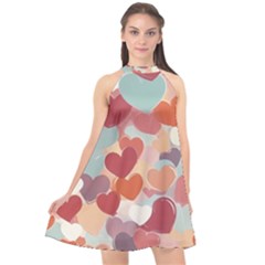 Valentines Day Hearts Romance Love Halter Neckline Chiffon Dress  by Posterlux
