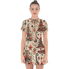 Christmas Tree Snow Drop Hem Mini Chiffon Dress by Bedest
