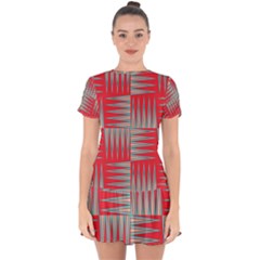 Zigzag Pattern Chevron Red Drop Hem Mini Chiffon Dress by Bedest