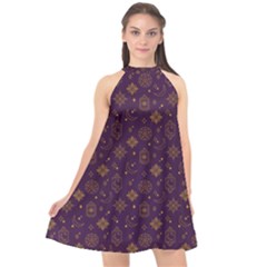 Moon Stars Pattern Halter Neckline Chiffon Dress  by Sabxi