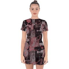 Aesthetic , Aesthetic, Dark Drop Hem Mini Chiffon Dress by kyorashop23