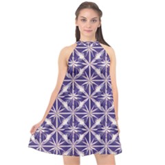 Royal Fractal Pattern 4 Halter Neckline Chiffon Dress  by violetheavensky