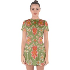 Retro 40s 50s Mexico Flowers Pattern 3 Drop Hem Mini Chiffon Dress by violetheavensky