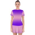 Indigo Violet To Cotton Candy Pink Bilinear Gradient Drop Hem Mini Chiffon Dress View1