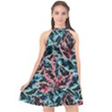 Leaves Nature Pattern Patterns Colorful Halter Neckline Chiffon Dress  View1