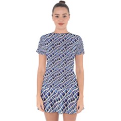 Blue Snake Drop Hem Mini Chiffon Dress by DinkovaArt