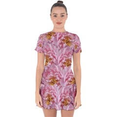 Peonies Nature Bloom Blossom Pink Drop Hem Mini Chiffon Dress by Tsamara