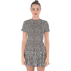 Green Leaves Drop Hem Mini Chiffon Dress by DinkovaArt