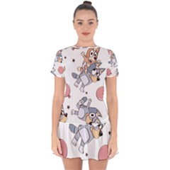 Bluey, Bluey Merch, Bluey Pattern, Bluey Bluey, Bingo, Bluey Design, Bluey Dog Drop Hem Mini Chiffon Dress by avitendut